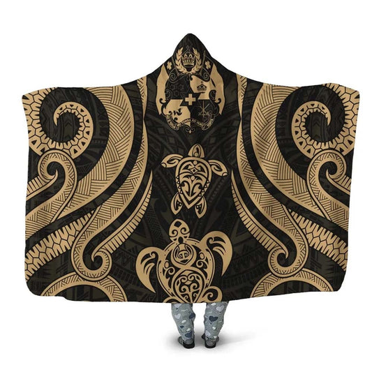 Tonga Hooded Blanket - Gold Tentacle Turtle