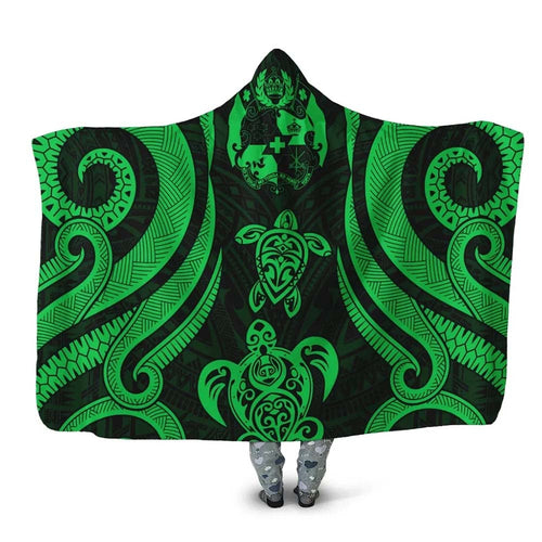 Tonga Hooded Blanket - Green Tentacle Turtle