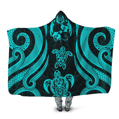 Tonga Hooded Blanket - Turquoise Tentacle Turtle