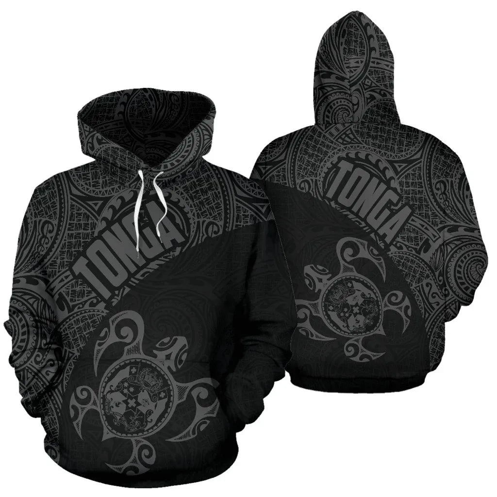 Tonga Hoodie - Tonga Coat of Arms In Turtle Polynesian Tattoo 11