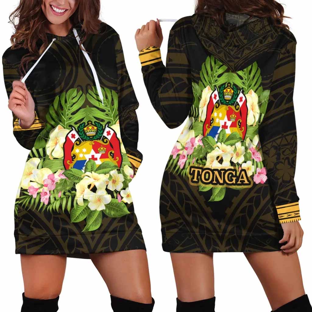 Tonga Hoodie Dress - Polynesian Gold Patterns Collection
