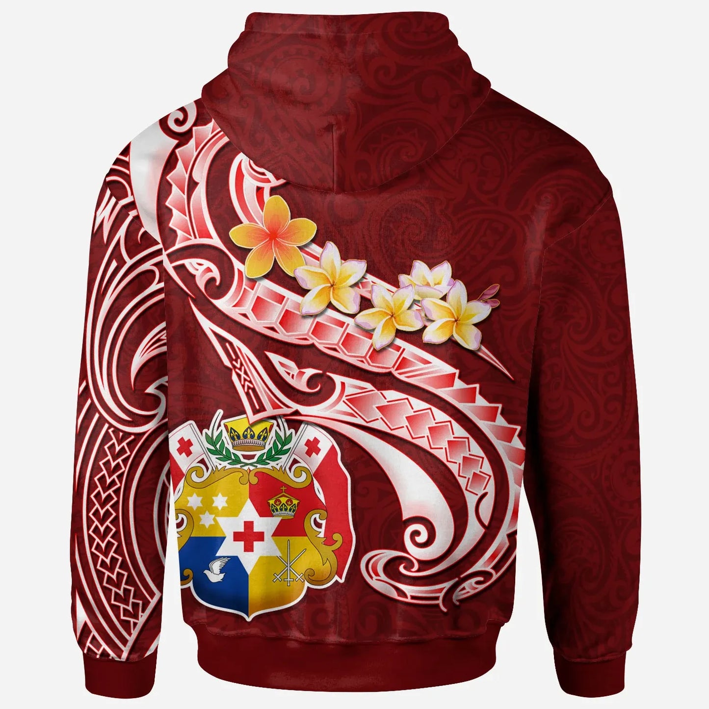 Tonga Hoodie - Tonga Coat Of Arms With Polynesian Patterns