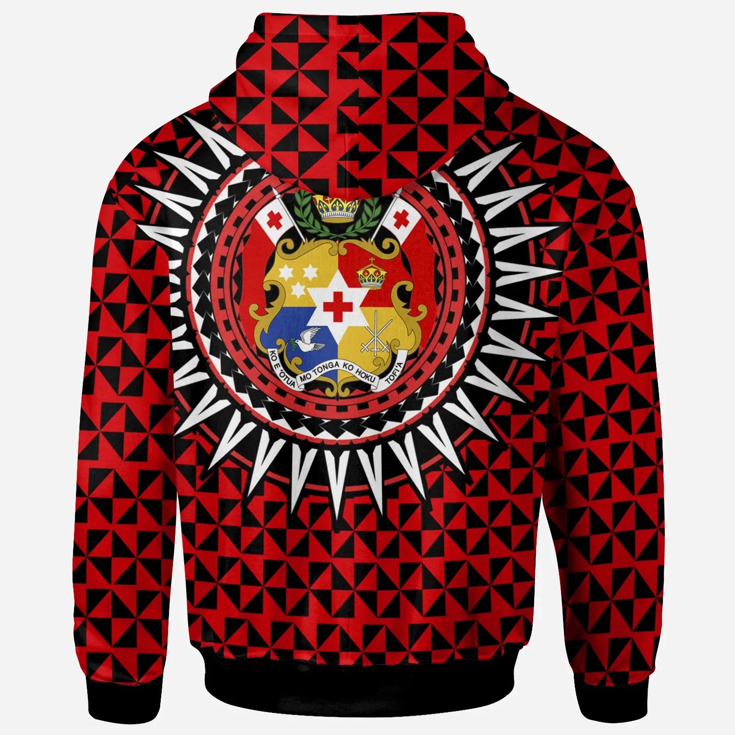 Tonga Hoodie - Tonga Manulua Pattern Red Black Color