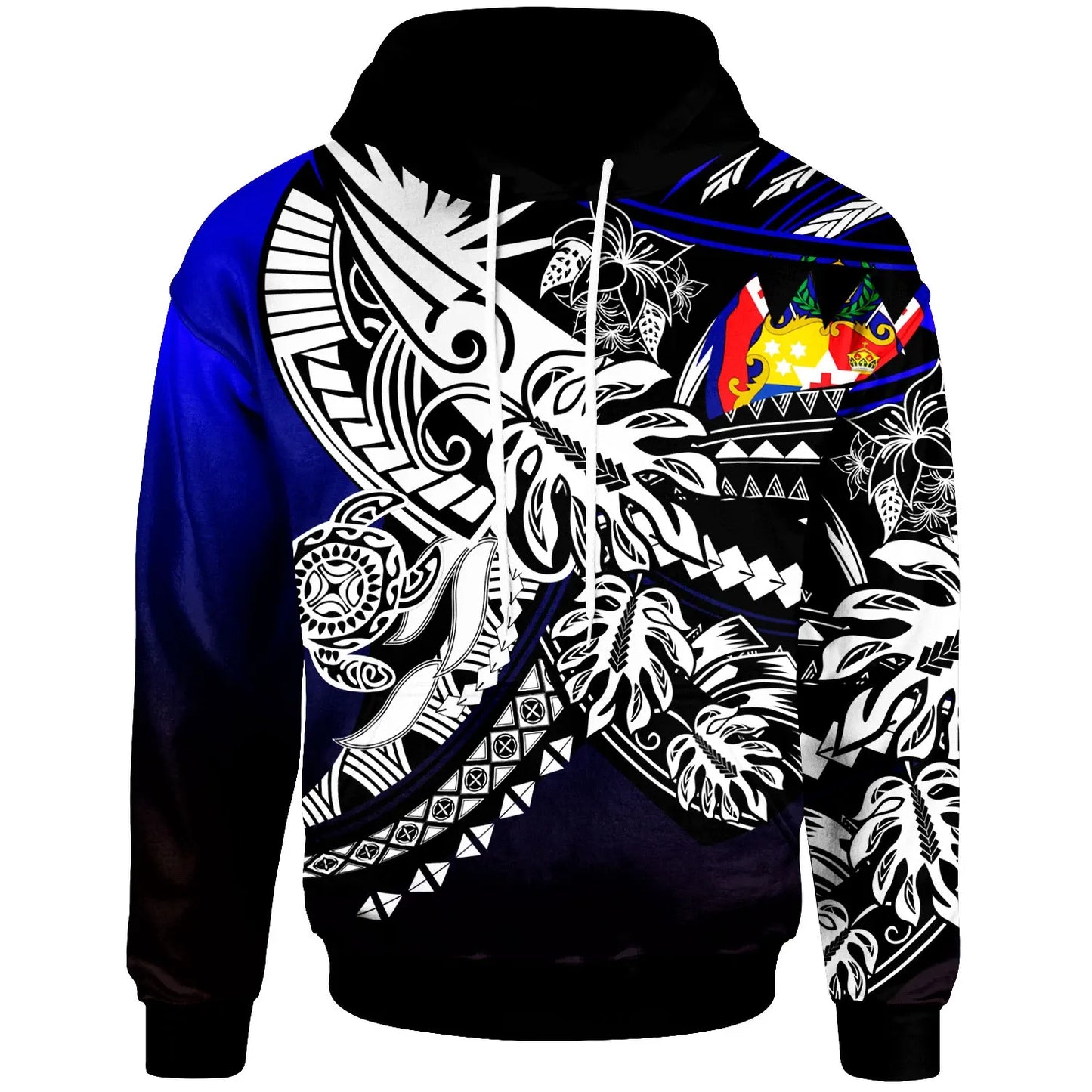 Tonga Hoodie - Tribal Jungle Pattern Blue Color
