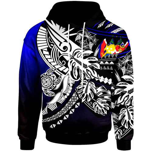 Tonga Hoodie - Tribal Jungle Pattern Blue Color