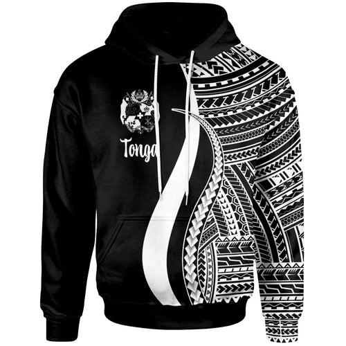 Tonga Hoodie White - Tentacle Tribal Pattern