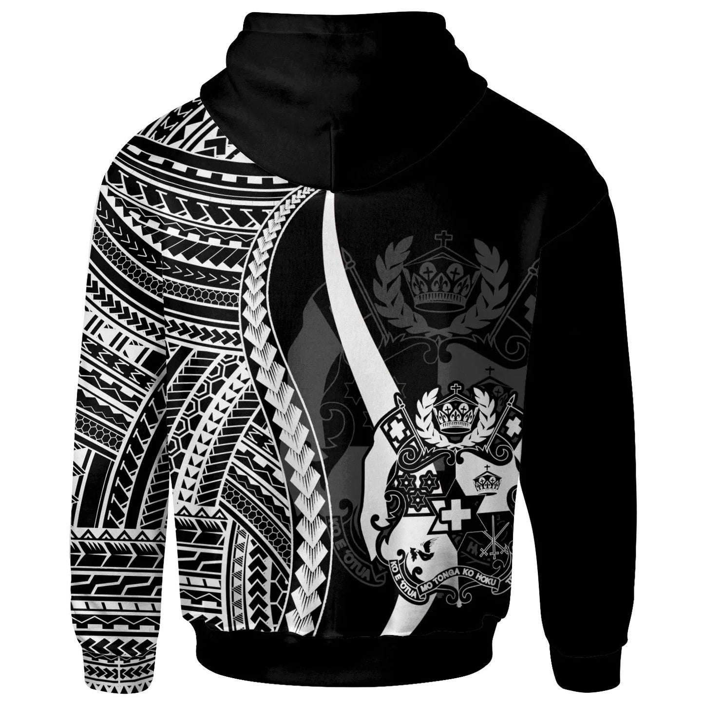 Tonga Hoodie White - Tentacle Tribal Pattern