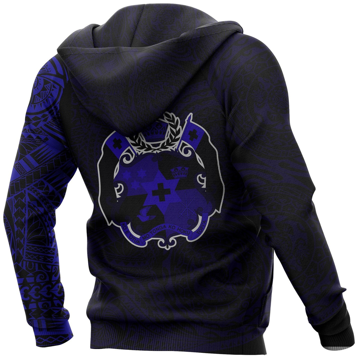 Tonga Hoodie -Tonga Coat Of Arms Polynesian Tattoo Style Blue