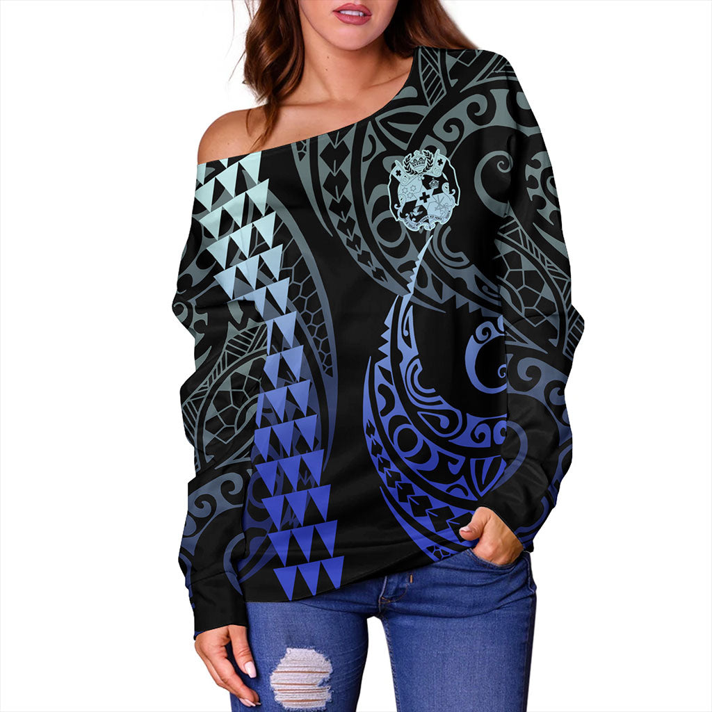 Tonga Off Shoulder Sweatshirt Kakau Style