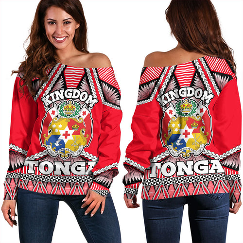 Tonga Off Shoulder Sweatshirt Kingdom Ngatu Sport Style
