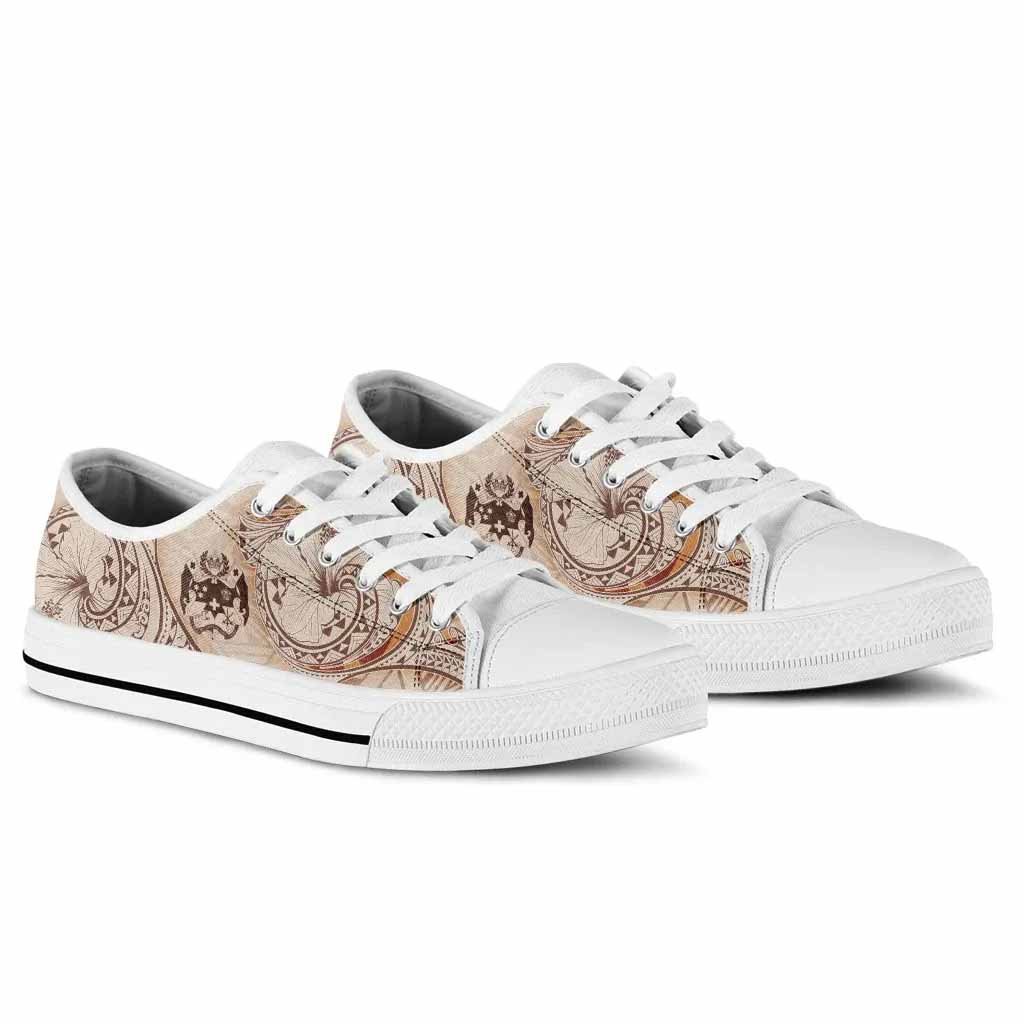 Tonga Low Top Shoes - Hibiscus Flowers Vintage Style