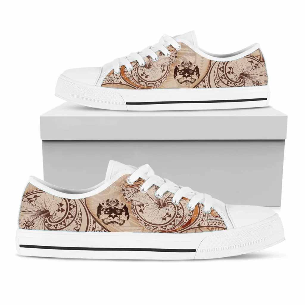 Tonga Low Top Shoes - Hibiscus Flowers Vintage Style