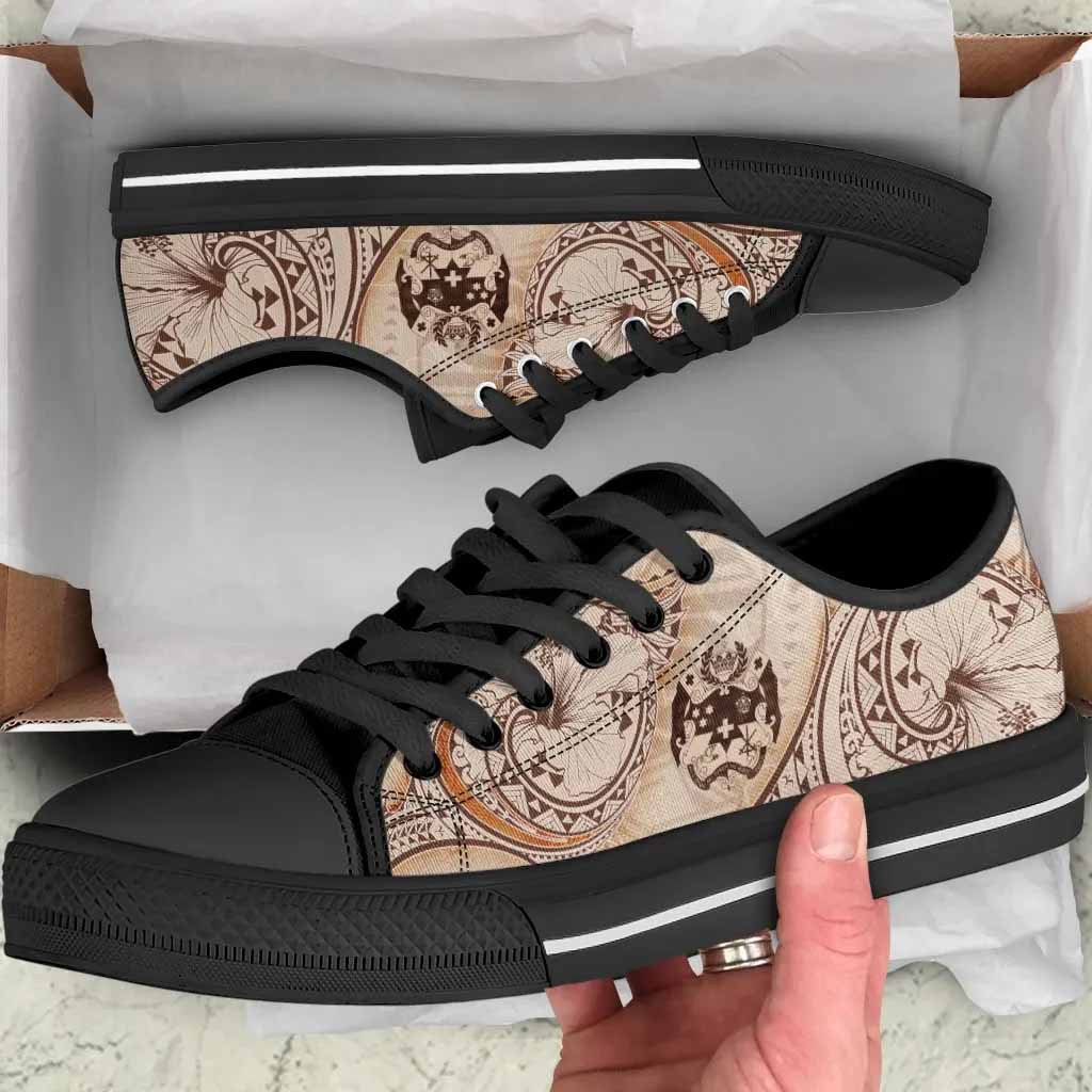Tonga Low Top Shoes - Hibiscus Flowers Vintage Style