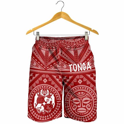 Tonga Men Short - Tonga Seal With Polynesian Tattoo Style (Red)