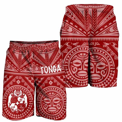 Tonga Men Short - Tonga Seal With Polynesian Tattoo Style (Red)