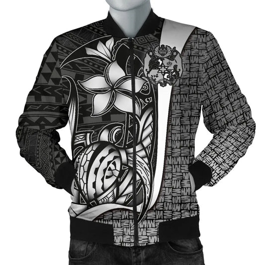 Tonga Micronesia Bomber Jackets White - Turtle With Hook
