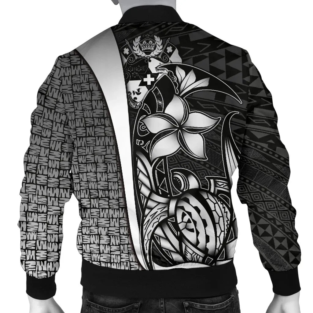 Tonga Micronesia Bomber Jackets White - Turtle With Hook
