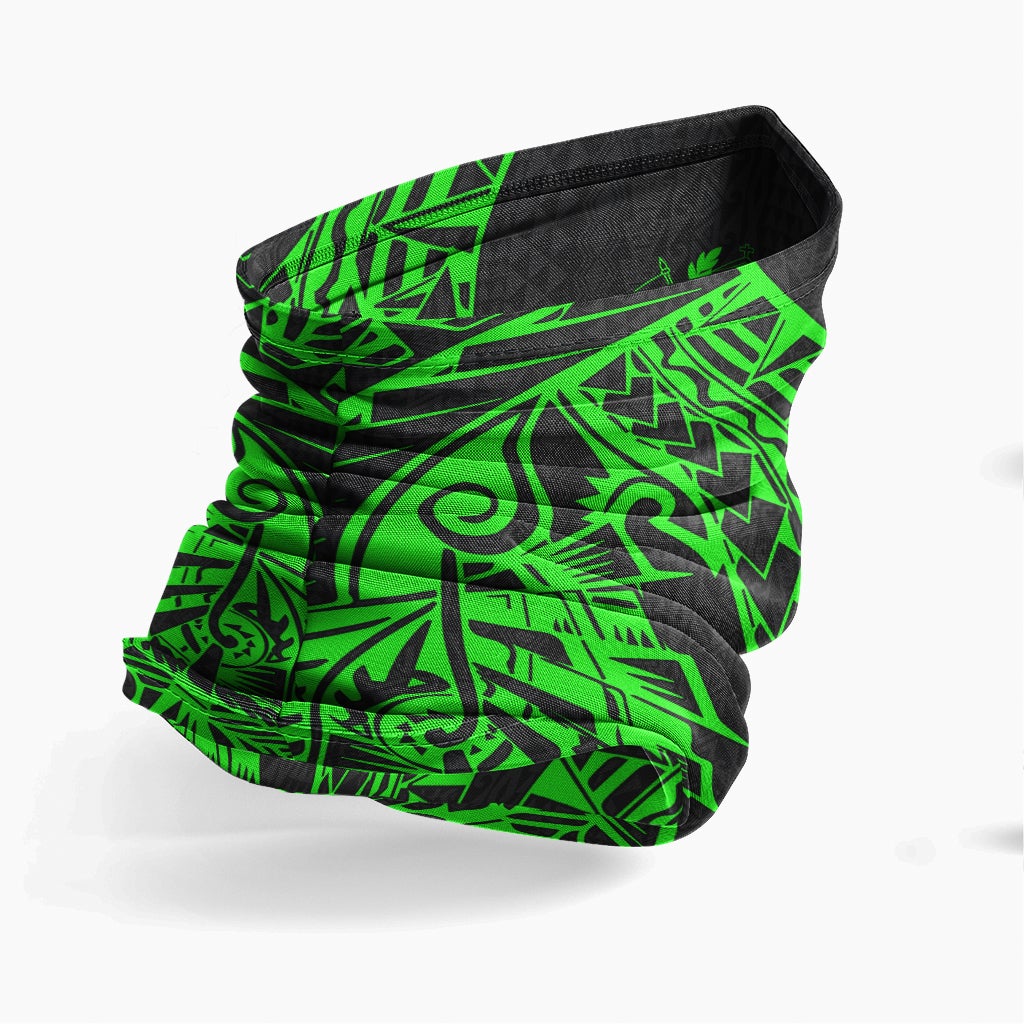 Tonga Neck Gaiter - Polynesian Pattern Green