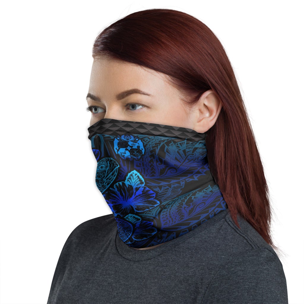 Tonga Neck Gaiter - Turtle Hibiscus Blue
