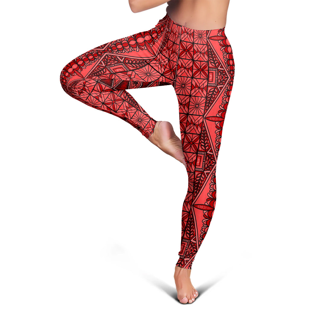 Tonga Legging Ngatu Fabric Red