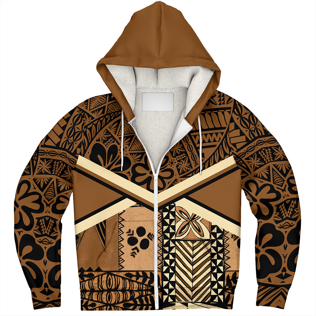 Tonga Sherpa Hoodie Ngatu Pattern Siapo