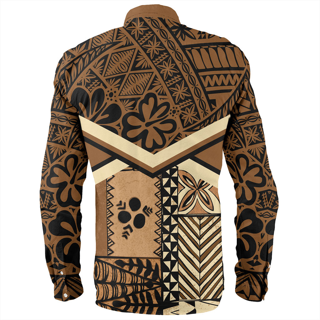 Tonga Long Sleeve Shirt Ngatu Pattern Siapo