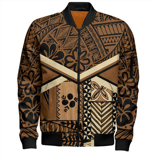 Tonga Bomber Jacket Ngatu Pattern Siapo