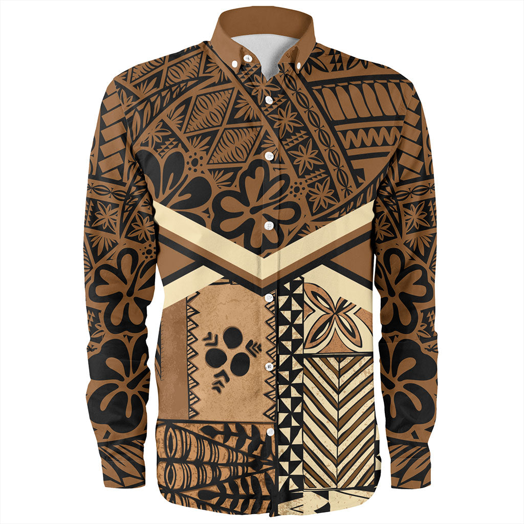 Tonga Long Sleeve Shirt Ngatu Pattern Siapo