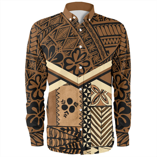 Tonga Long Sleeve Shirt Ngatu Pattern Siapo