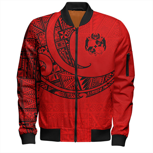 Tonga Bomber Jacket Custom Ngatu Tribal Tattoo Style