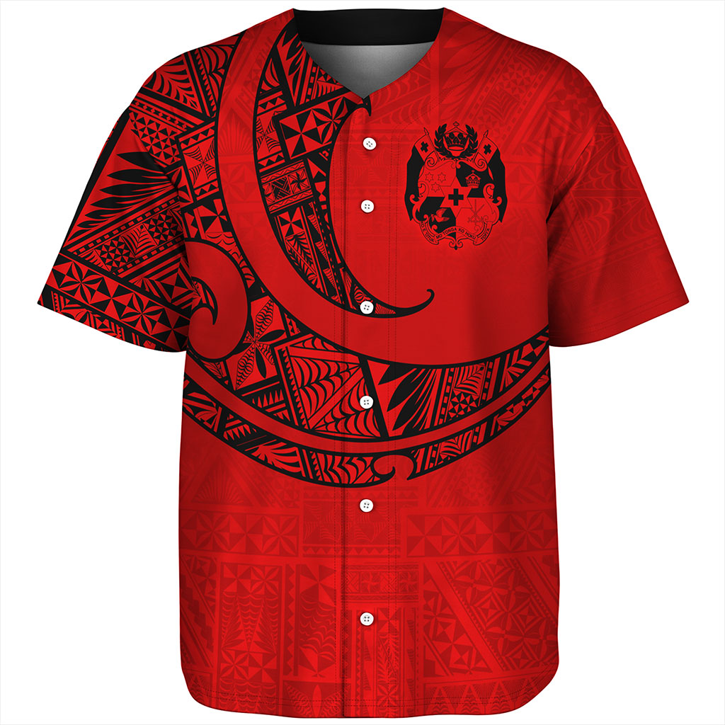 Tonga Baseball Shirt Custom Ngatu Tribal Tattoo Style