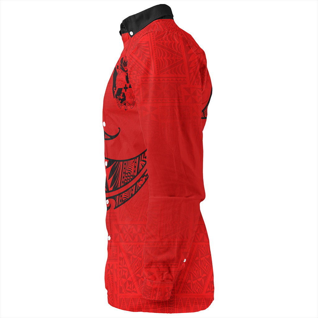 Tonga Long Sleeve Shirt Custom Ngatu Tribal Tattoo Style
