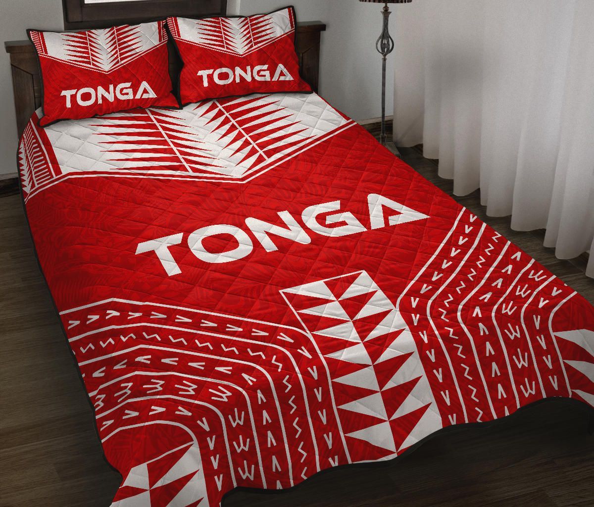 Tonga Quilt Bed Set - Tonga Pattern - Red Version