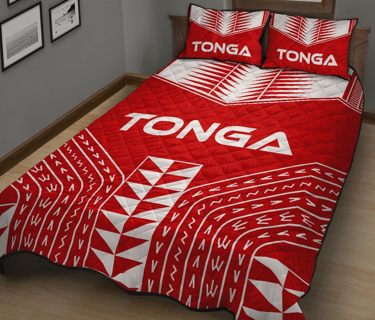 Tonga Quilt Bed Set - Tonga Pattern - Red Version