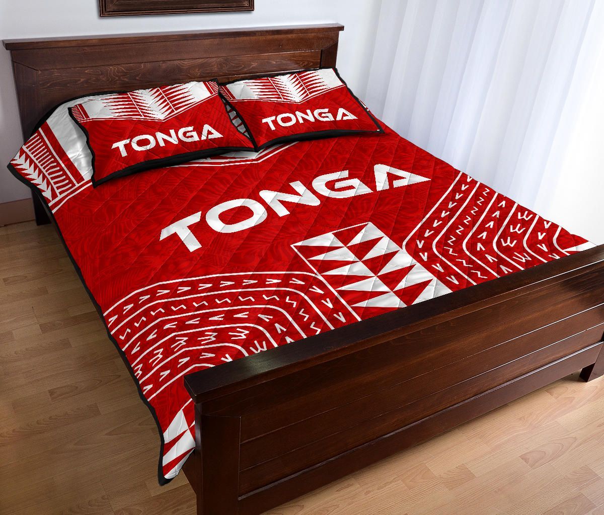 Tonga Quilt Bed Set - Tonga Pattern - Red Version