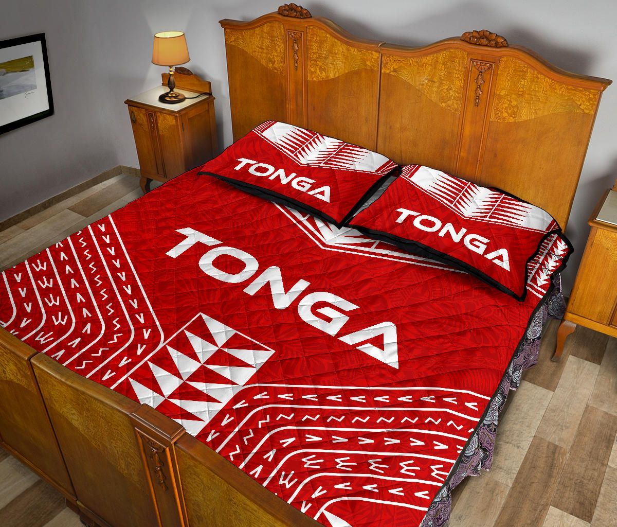 Tonga Quilt Bed Set - Tonga Pattern - Red Version