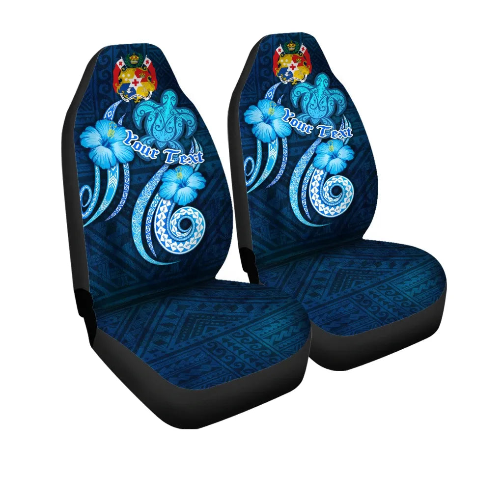 Tonga Personalised Car Seat Covers - Turtle and Tribal Tattoo Of Polynesian