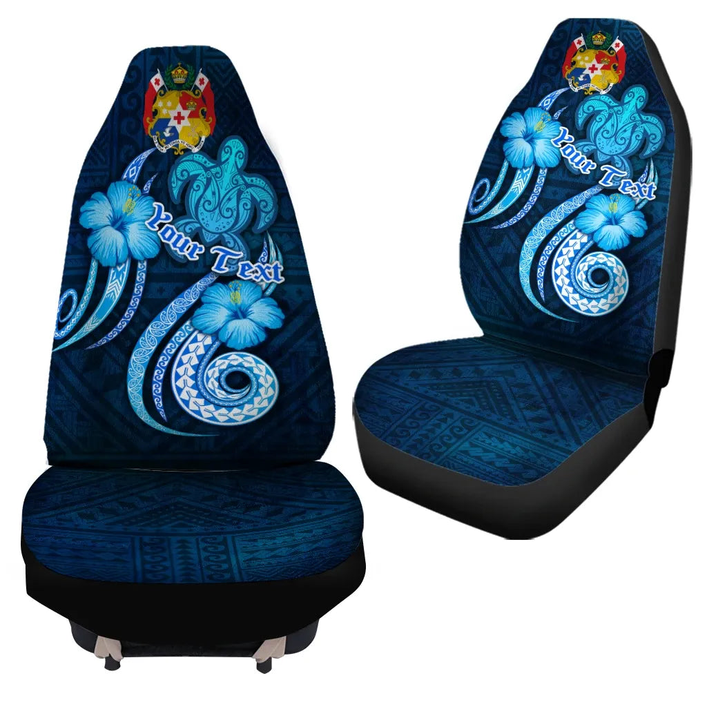 Tonga Personalised Car Seat Covers - Turtle and Tribal Tattoo Of Polynesian