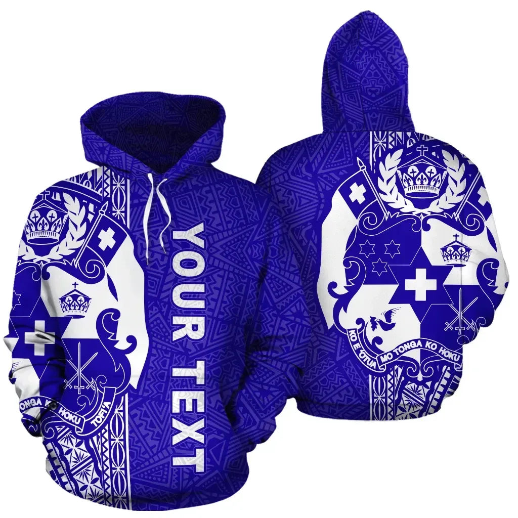 Tonga Personalised Custom Polynesian Hoodie - Blue Line