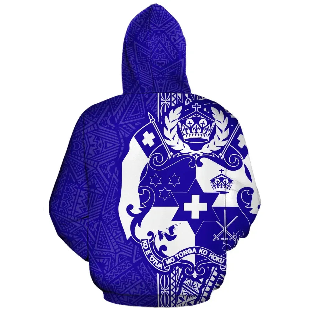 Tonga Personalised Custom Polynesian Hoodie - Blue Line