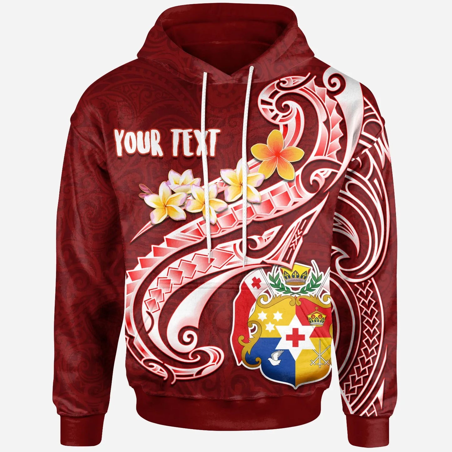 Tonga Personalised Hoodie - Tonga Coat Of Arms With Polynesian Patterns