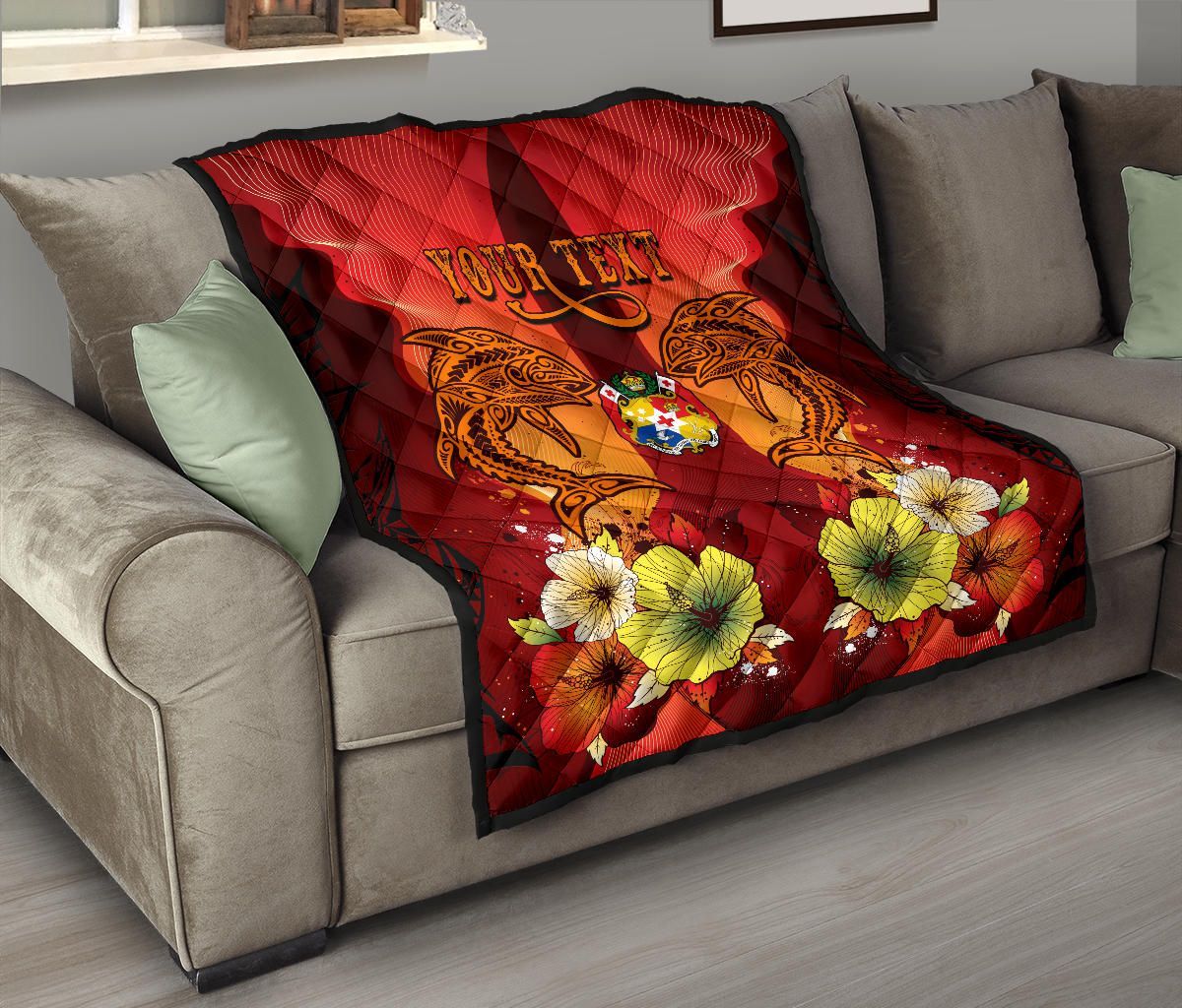 Tonga Personalised Premium Quilt - Tribal Tuna Fish