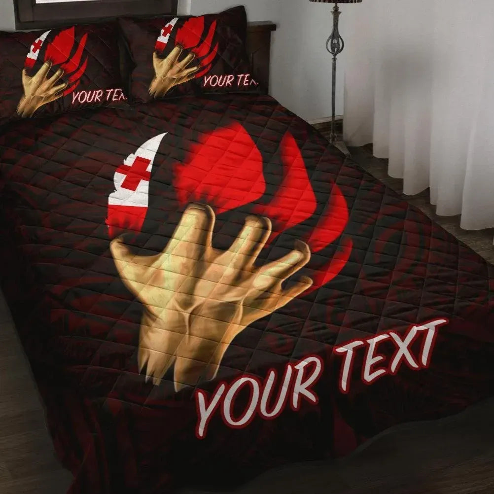 Tonga Personalised Quilt Bed Set - Tonga In Me (Red)