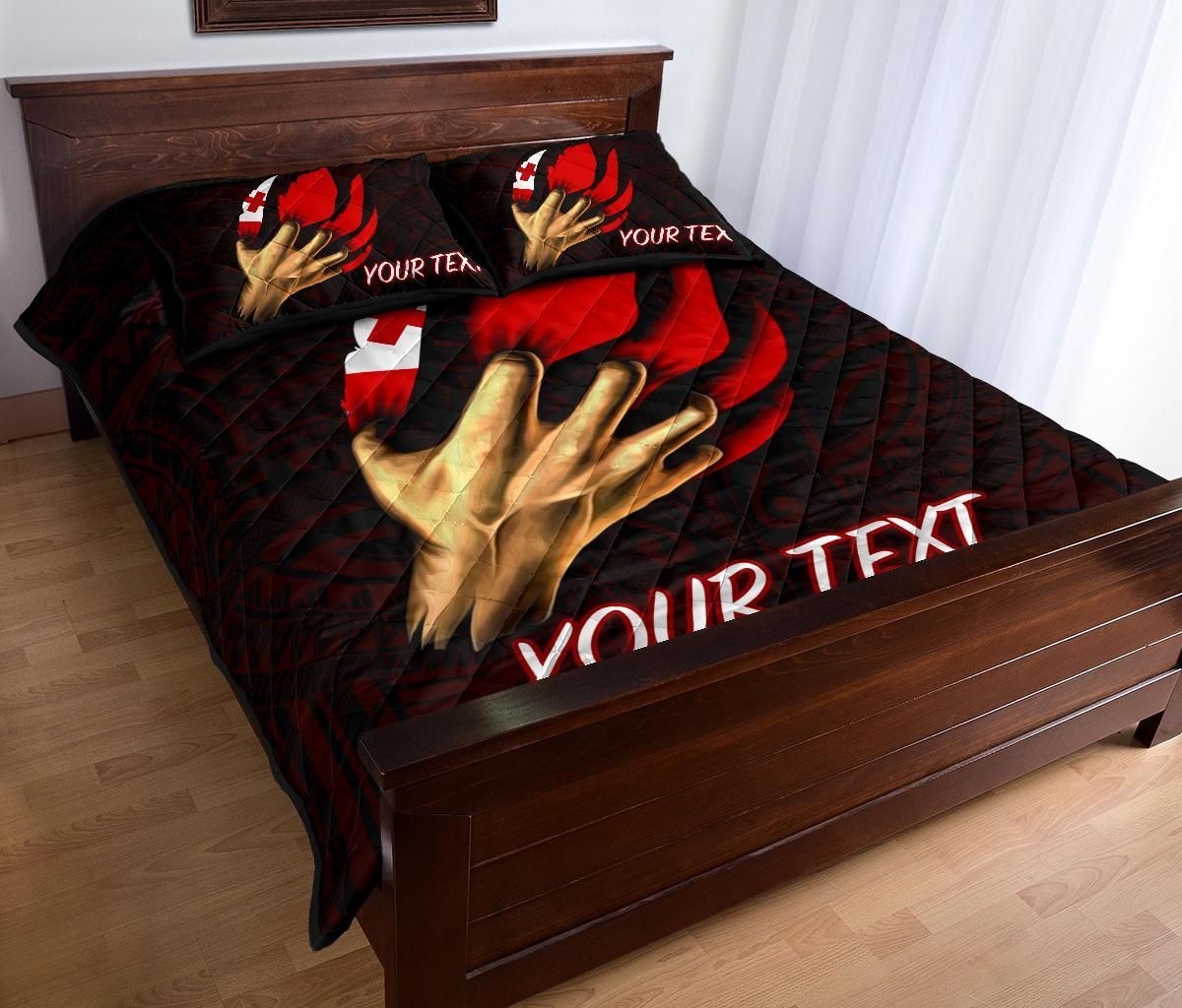 Tonga Personalised Quilt Bed Set - Tonga In Me (Red)