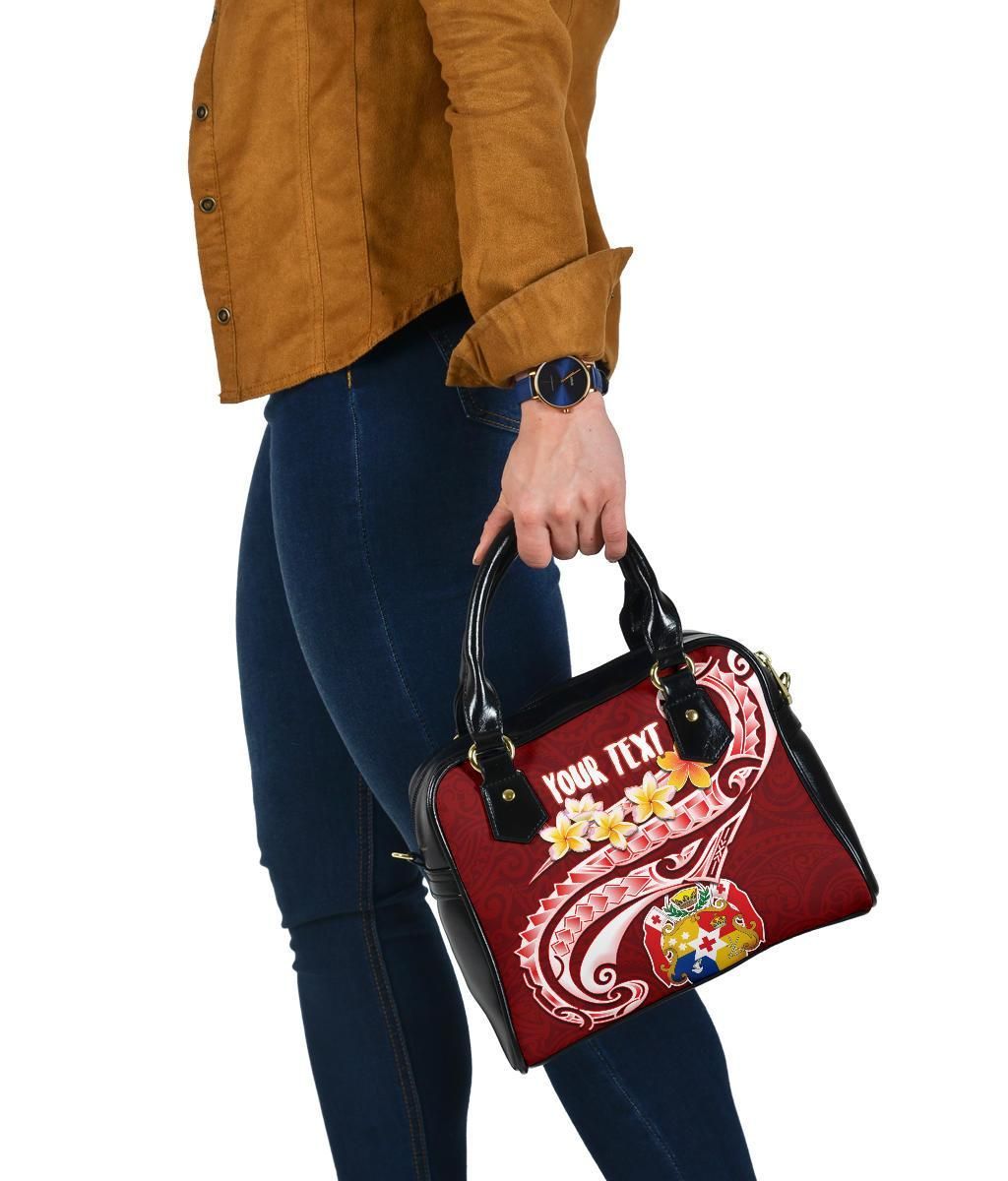 Tonga Personalised Shoulder Handbag - Tonga Coat Of Arms With Polynesian Patterns