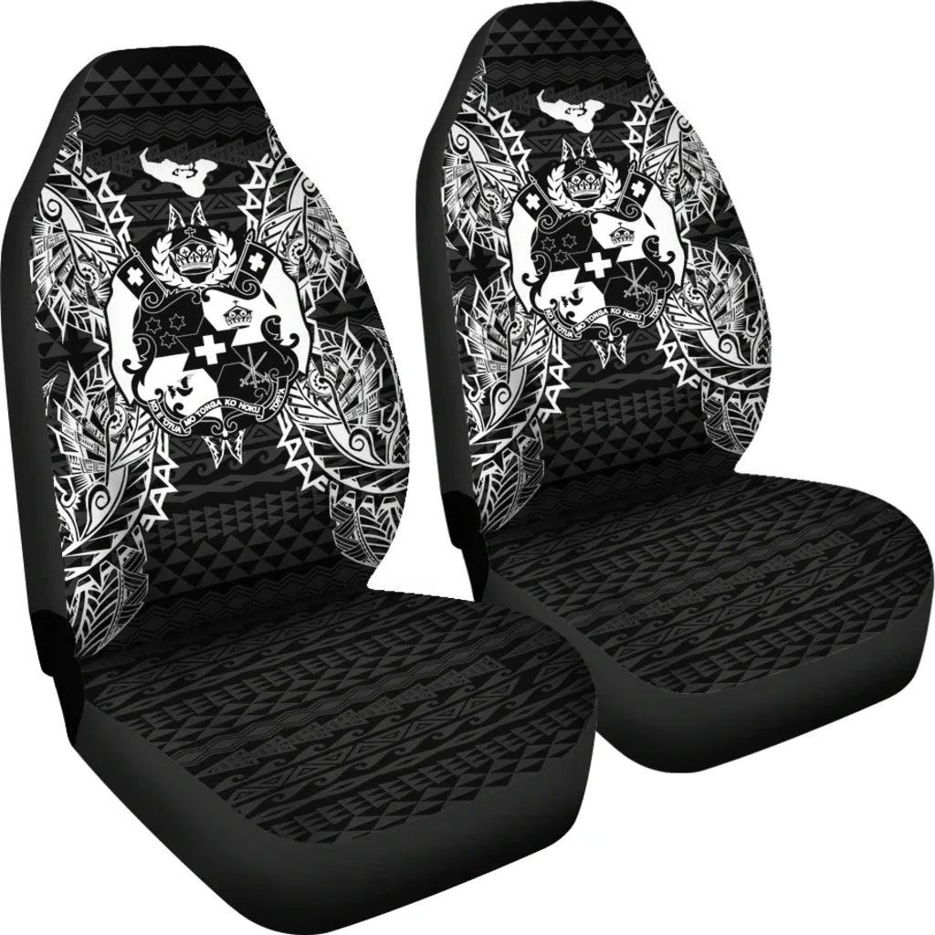 Tonga Car Seat Cover - Tonga Coat Of Arms Map Black
