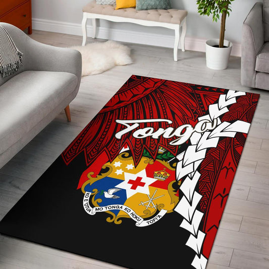 Tonga Polynesian Are Rug - Tribal Wave Tattoo Flag Color
