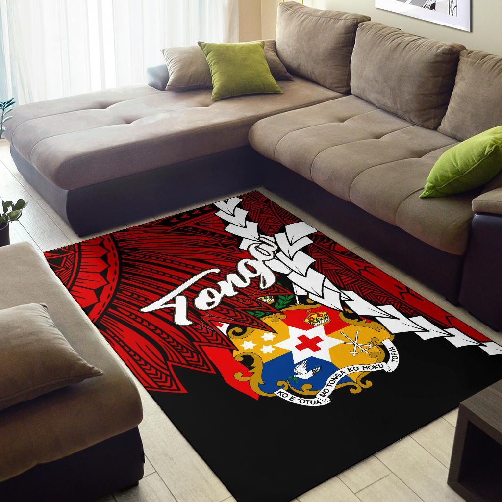 Tonga Polynesian Are Rug - Tribal Wave Tattoo Flag Color