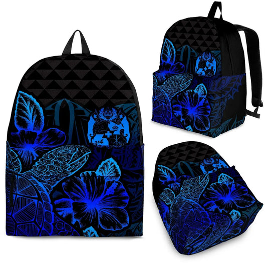 Tonga Polynesian Backpack Turtle Hibiscus Blue