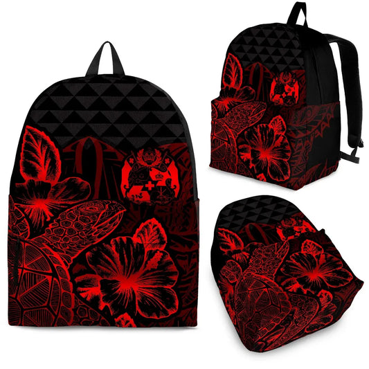 Tonga Polynesian Backpack Turtle Hibiscus Red
